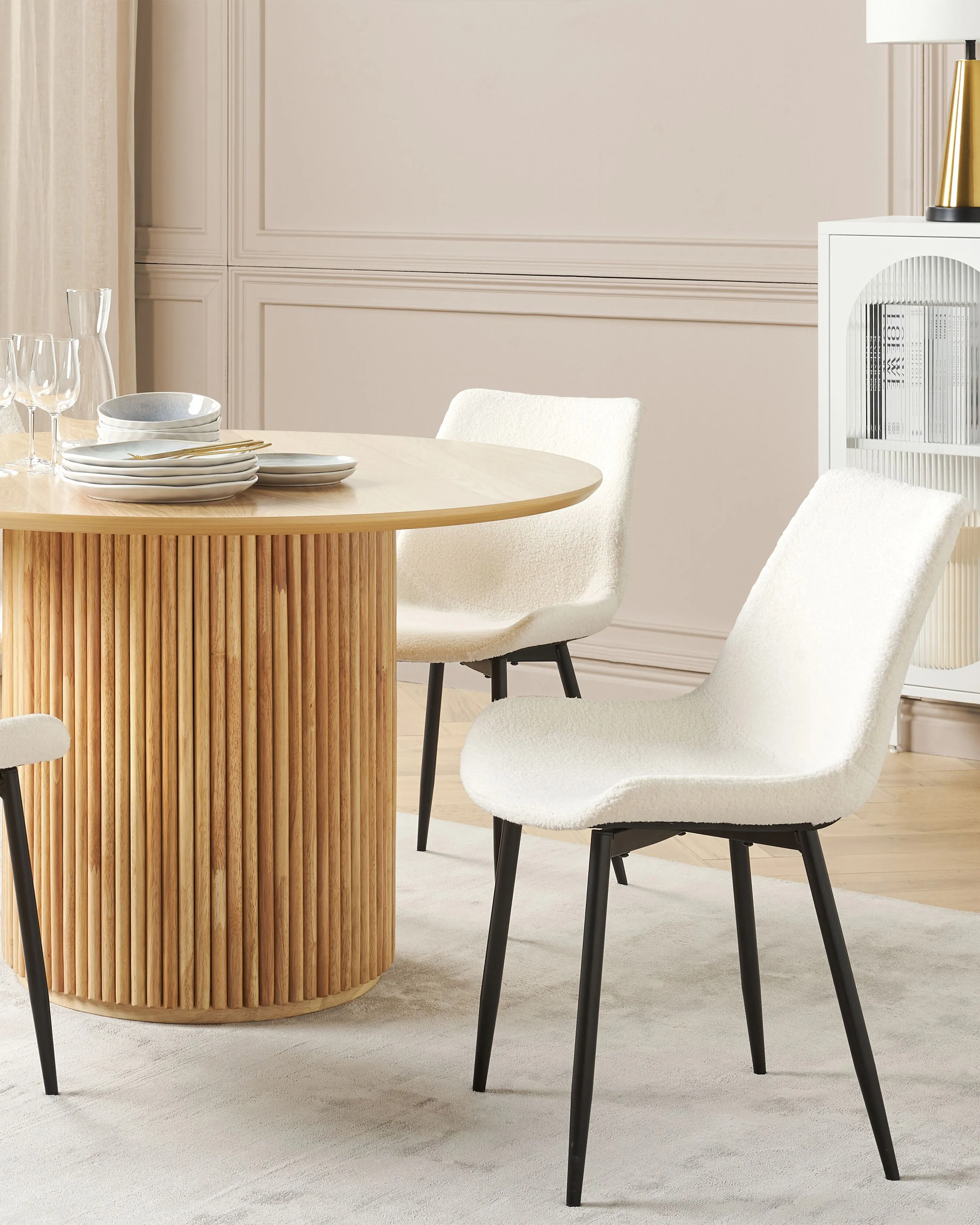 Set van 2 eetkamerstoelen AVILLA Bouclé Wit