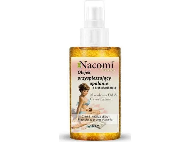 NACOMI TAN ACCELERATING OIL WITH GOLD FLAKES Macadamia Oil and Cocoa Extract 150ML