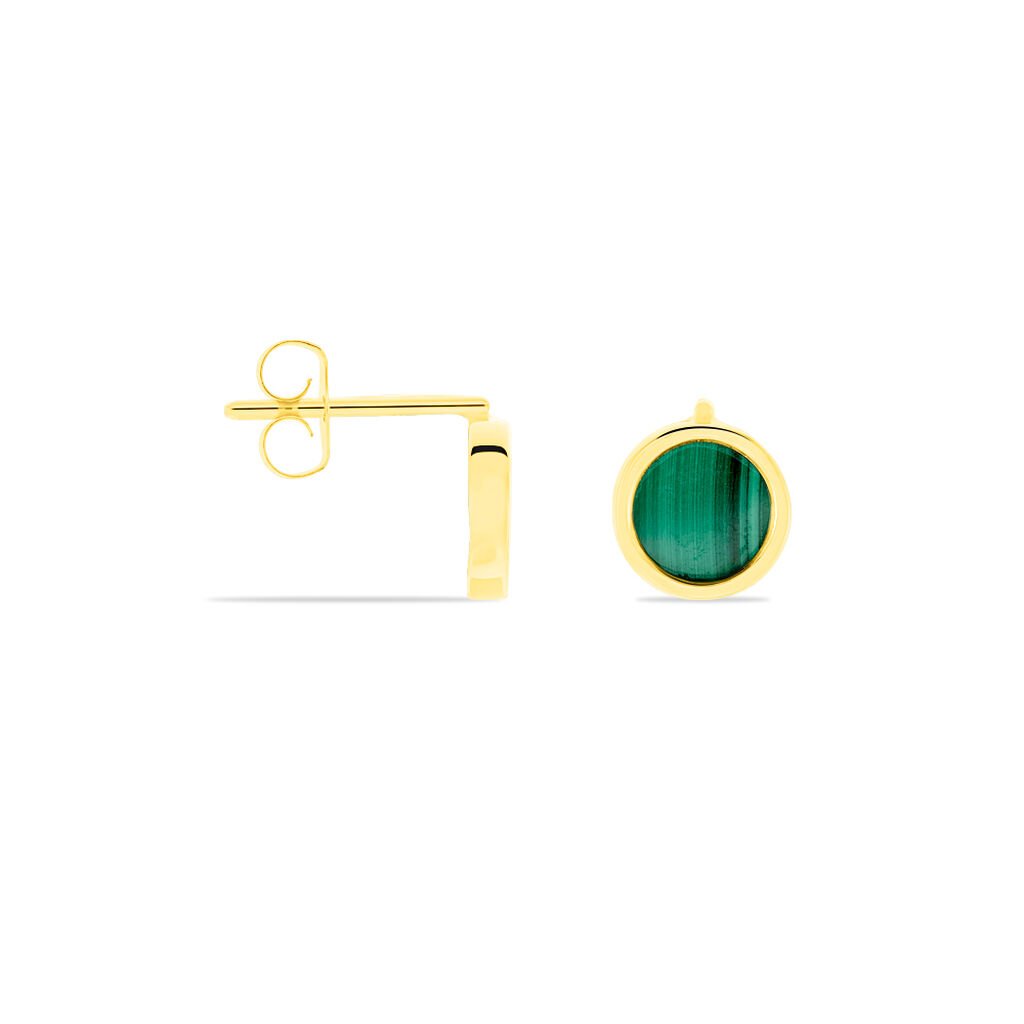 Boucles D'oreilles Puces Florica Or Jaune Malachite