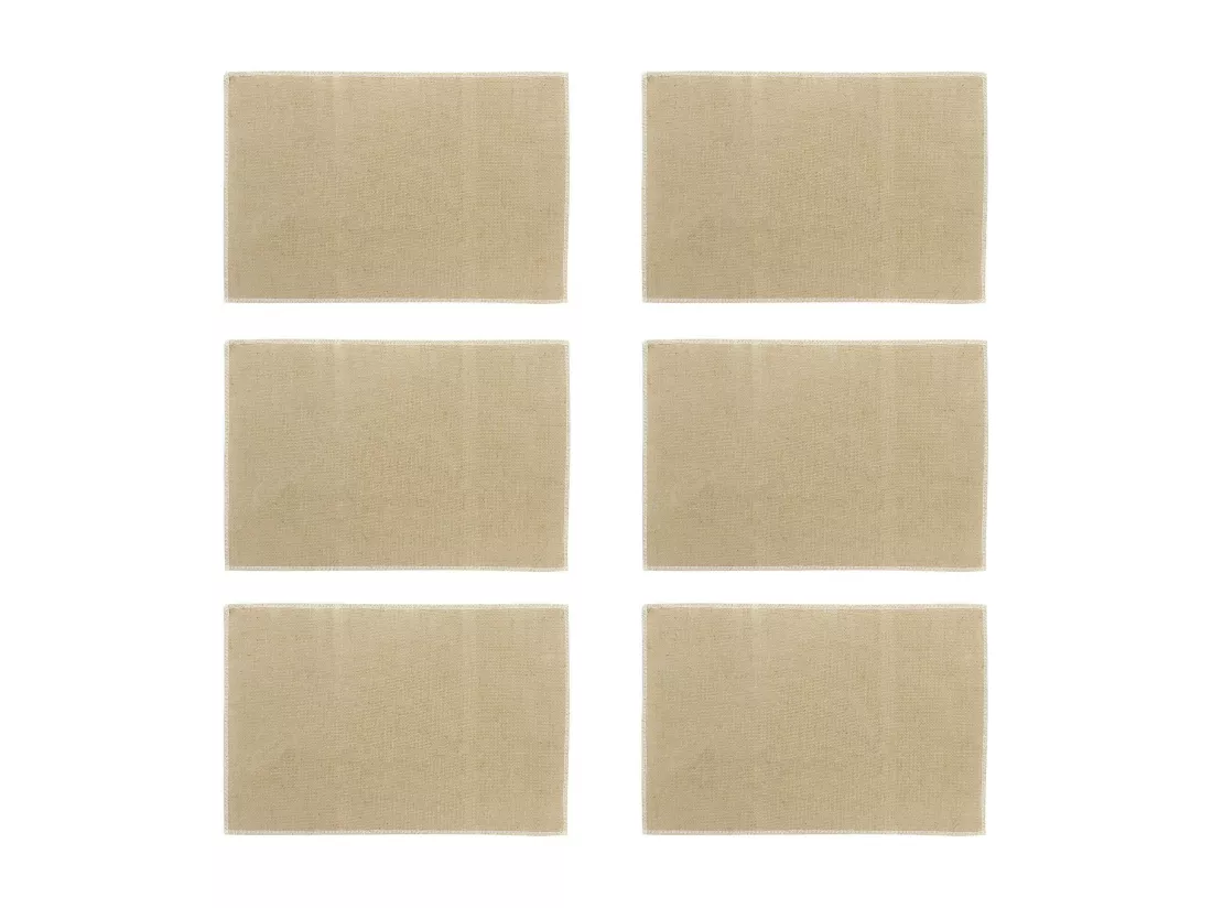 Novastyl - Lot6 Set De Table Ourlet 45x30cm En Jute Naturel Avec Contour Blanc