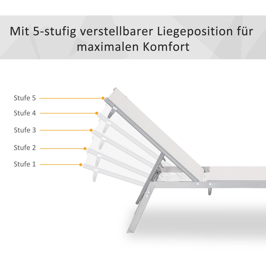 Outsunny Gartenliege mit verstellbarer Rückenlehne cremeweiß