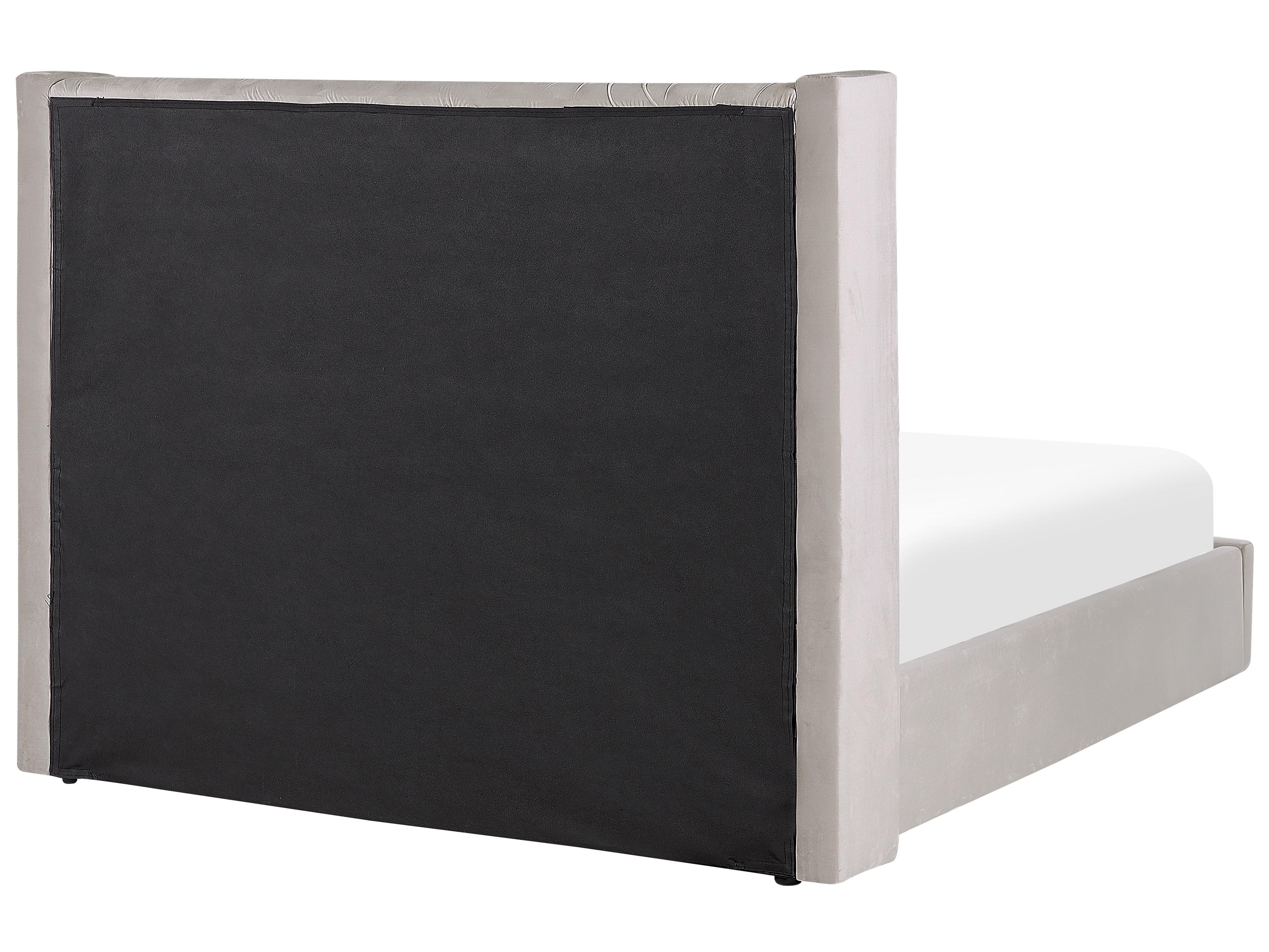 Bed met opbergruimte Fluweel LUBBON 160 x 200 cm Lichtgrijs