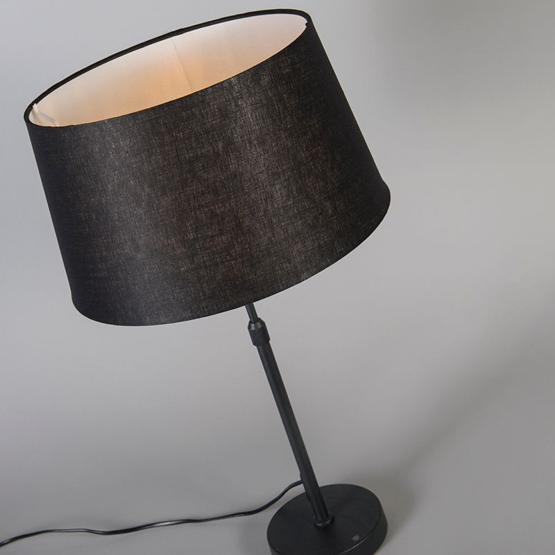 Tafellamp zwart met kap zwart 35 cm verstelbaar - Parte