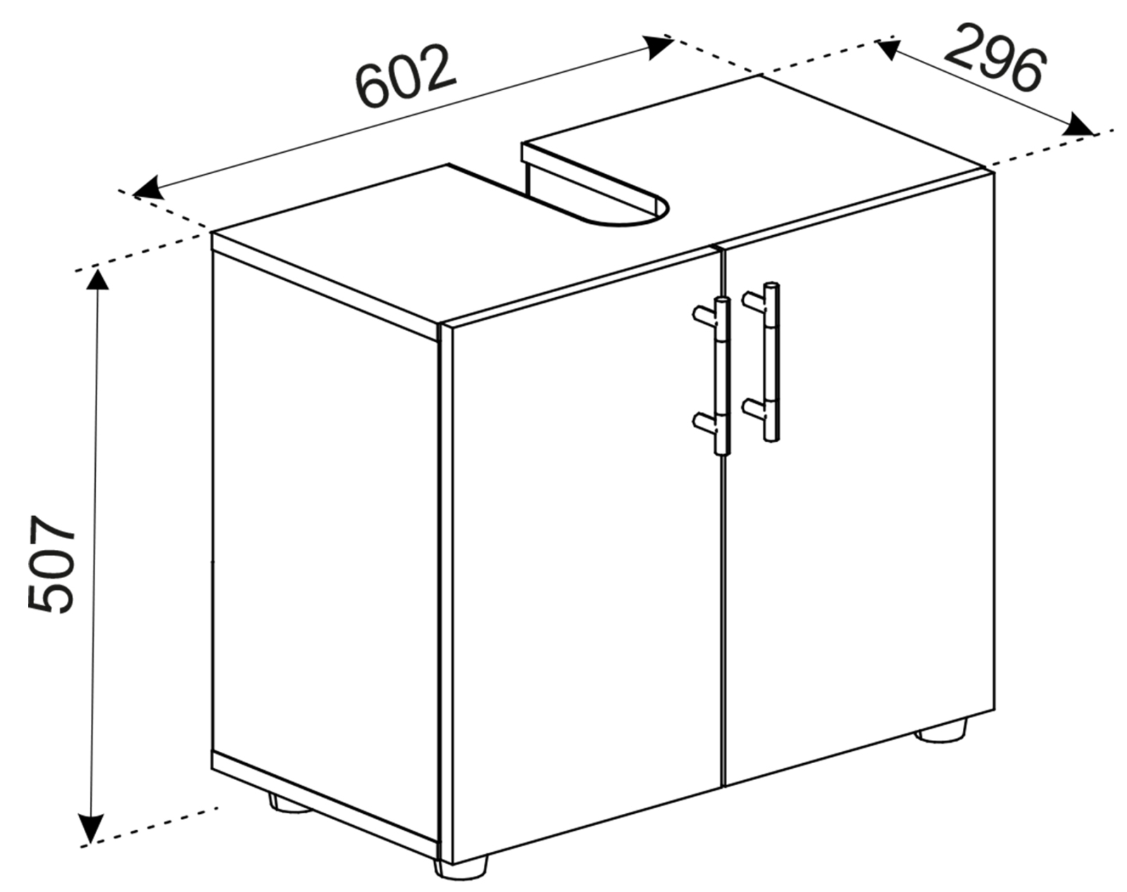 Unterschrank FLANDU II - schwarz-weiß - 60 cm