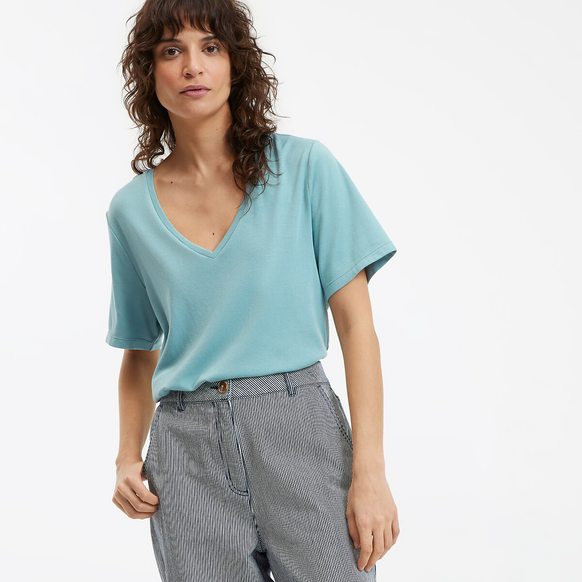 COLEÇÃO LA REDOUTE<br>Camiseta de manga curta com decote em V