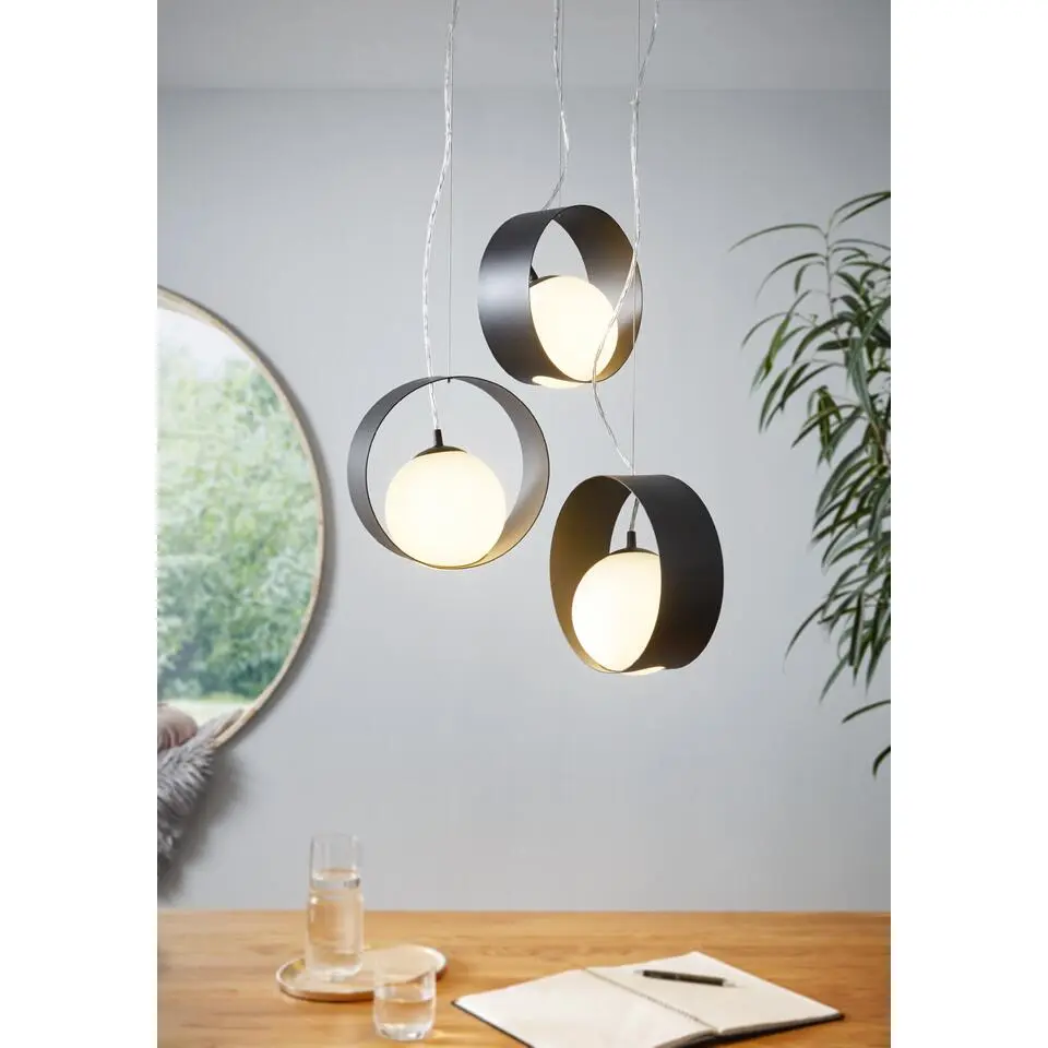 EGLO Camargo Hanglamp - E14 - Glas - Zwart/Wit
