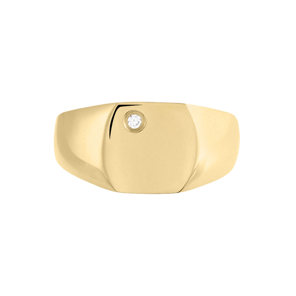 Chevalière Hide Plaqué Or Oxyde De Zirconium