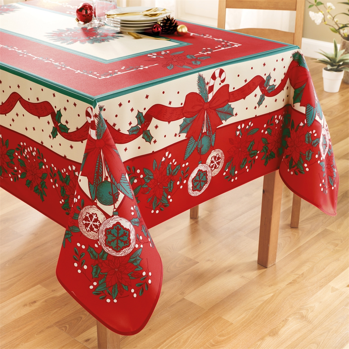 Nappe poinsettia ronde ou rectangulaire