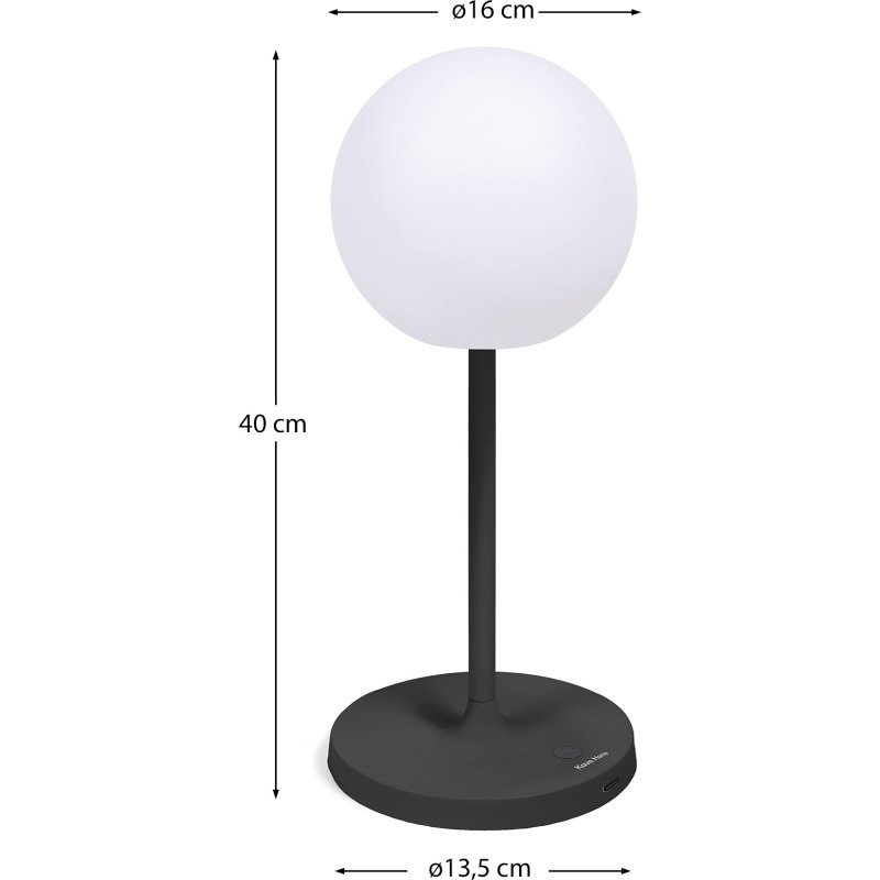 Lampe de table d'extérieure Dinesh en acier noir 40 cm