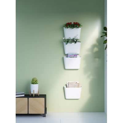Corbeille murale XL - H 38,5 x L 40 x P 11,5 cm - noir