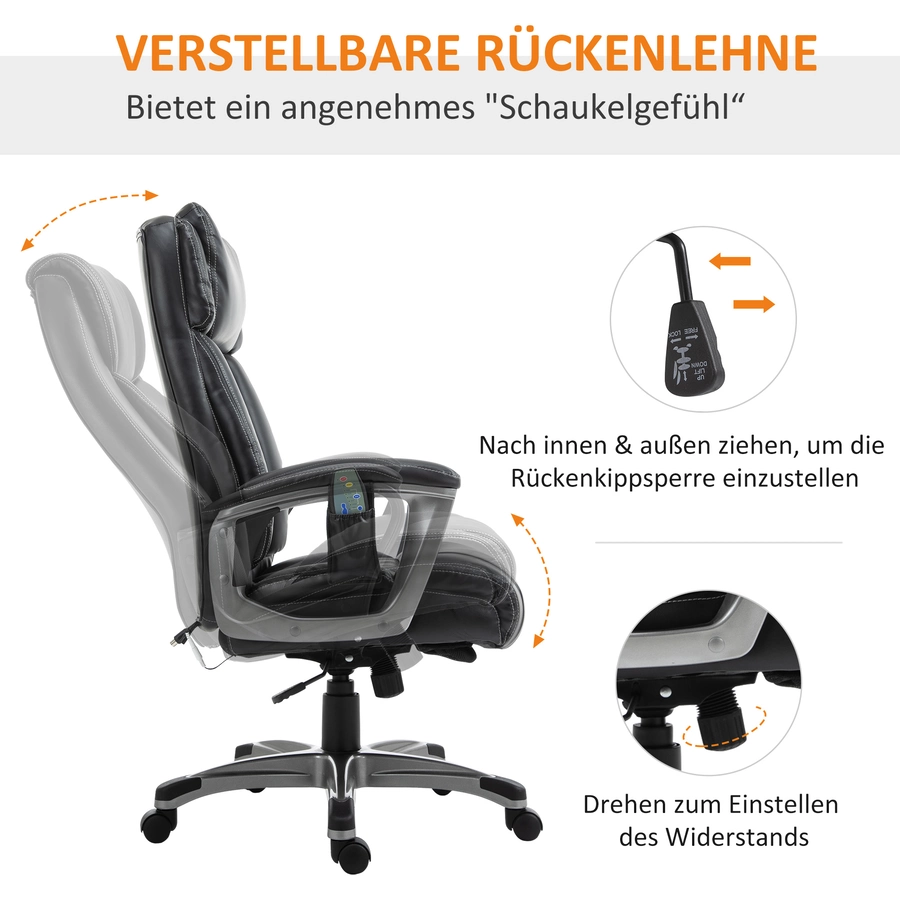 Vinsetto Bürostuhl  mit Massagefunktion schwarz