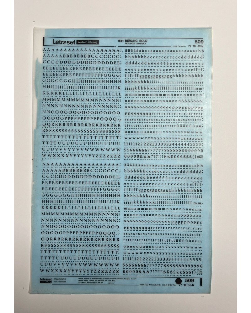 Letraset 509 - BERLING BOLD- 16pt