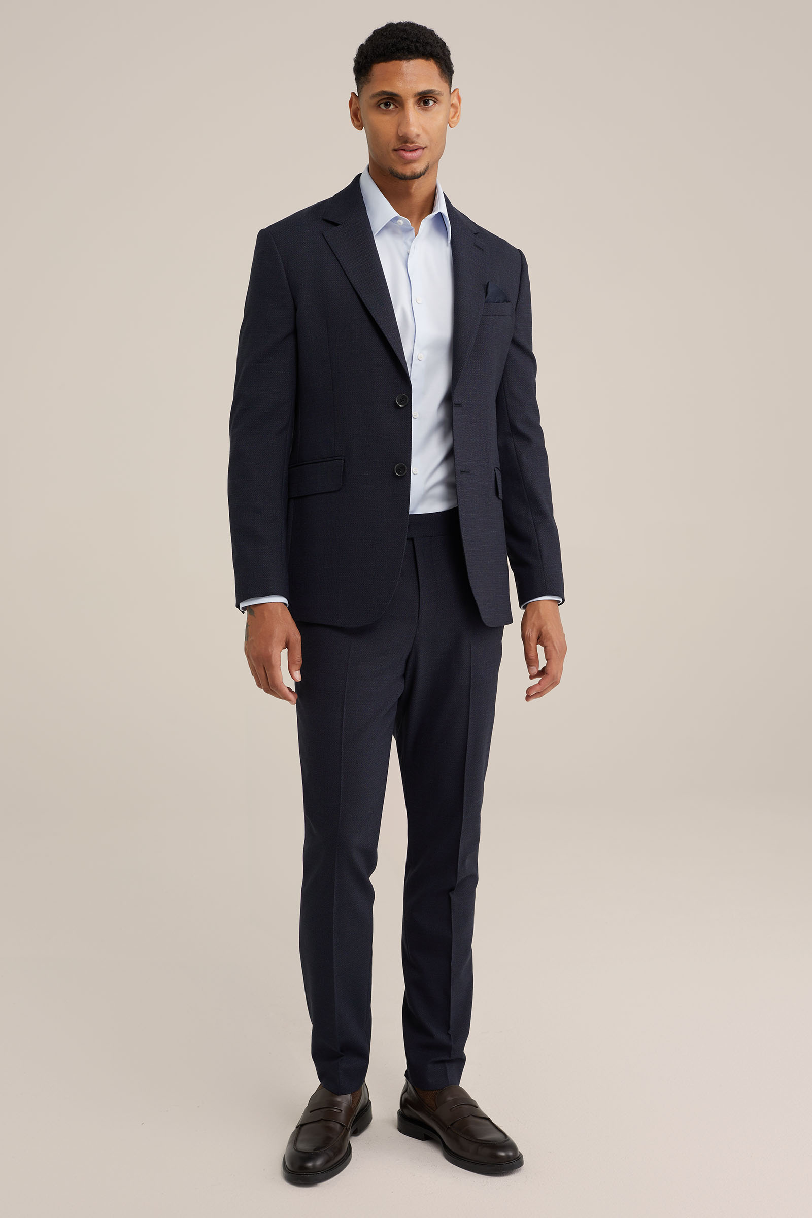 wol mix blazer met structuur Van Gils Donkerblauw