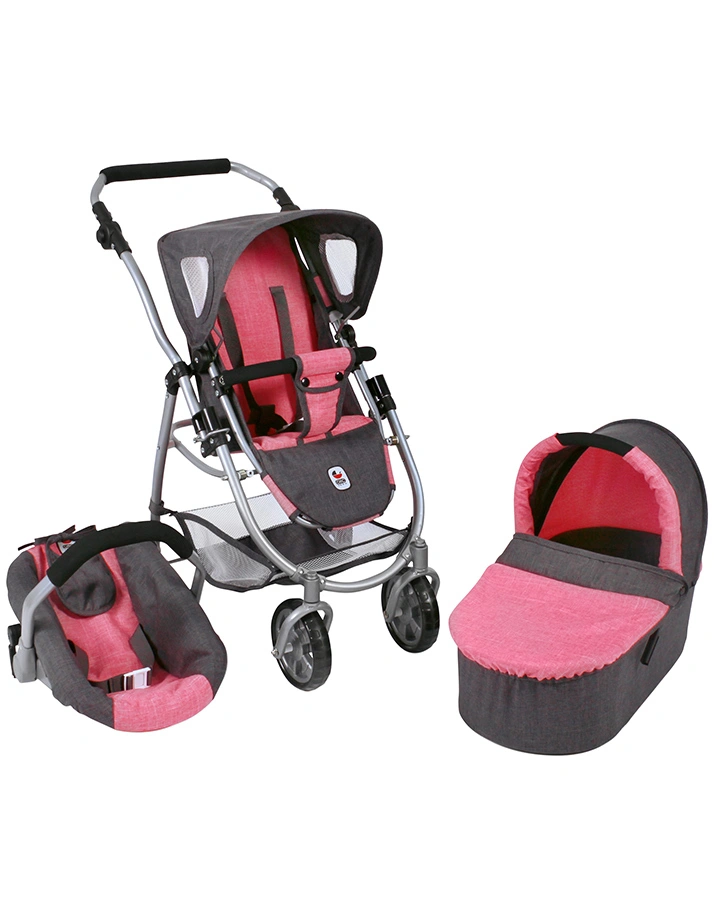 Kombi-Puppenwagen EMOTION ALL IN 3-in-1 – MULTI in pink/grau melange