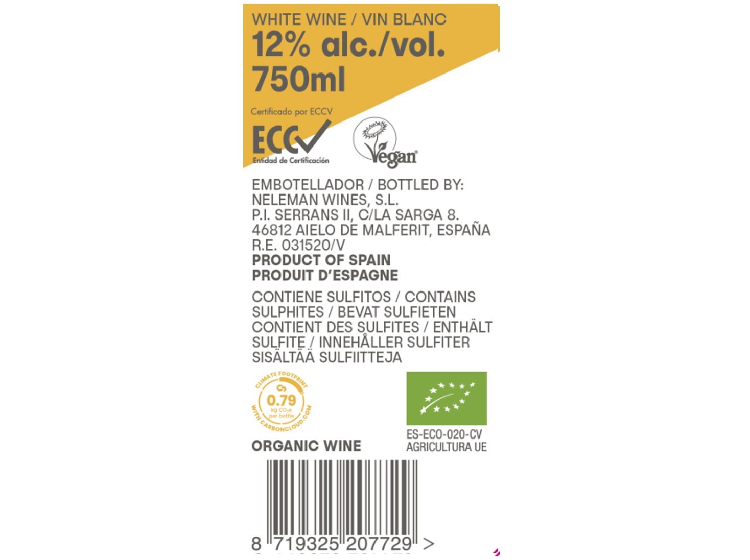 VINHO BRANCO NELEMAN CHARDONNAY BIO VEGAN 0.75L