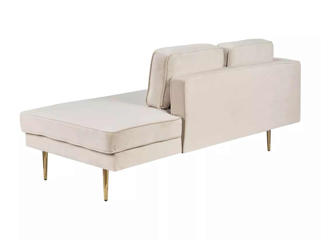 Chaise longue côté droite en velours beige MIRAMAS