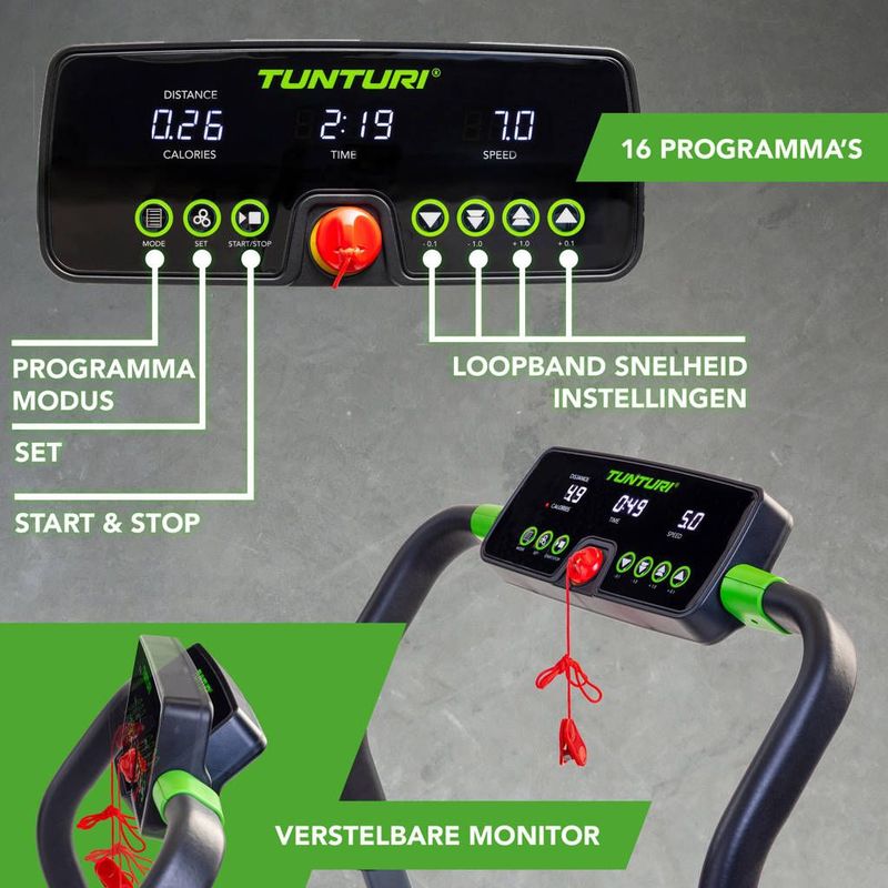 Tunturi - Cardio Fit T5 - Loopband - Compact - 16 Programma's - LED-Display