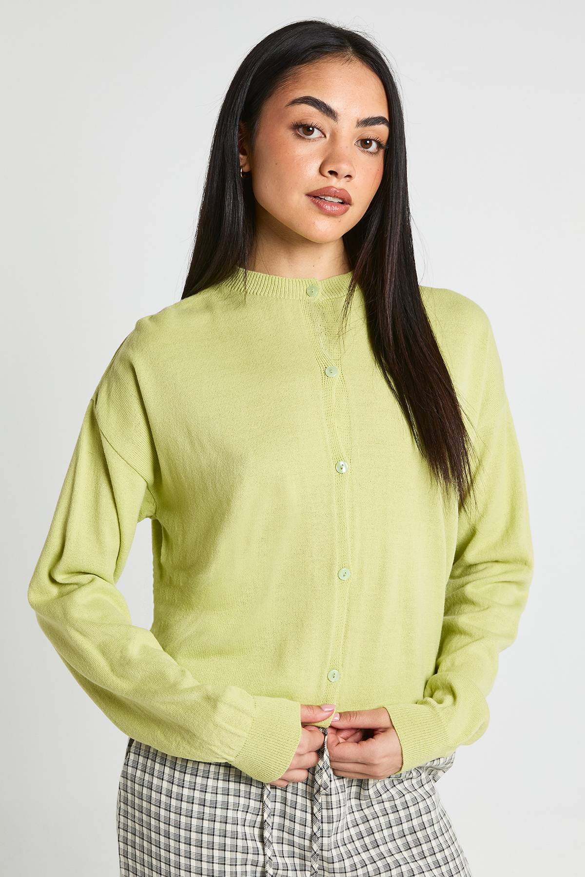 boohoo Cardigan Col Rond À Boutons