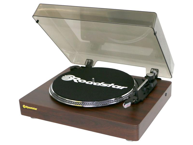 Roadstar Plattenspieler mit Bluetooth TT-385BT-T Braun Plattenspieler Vintage Style 33, 45 oder 78,U/min., Riemenantrieb, Bluetooth, Pre-Amplified LINE OUT