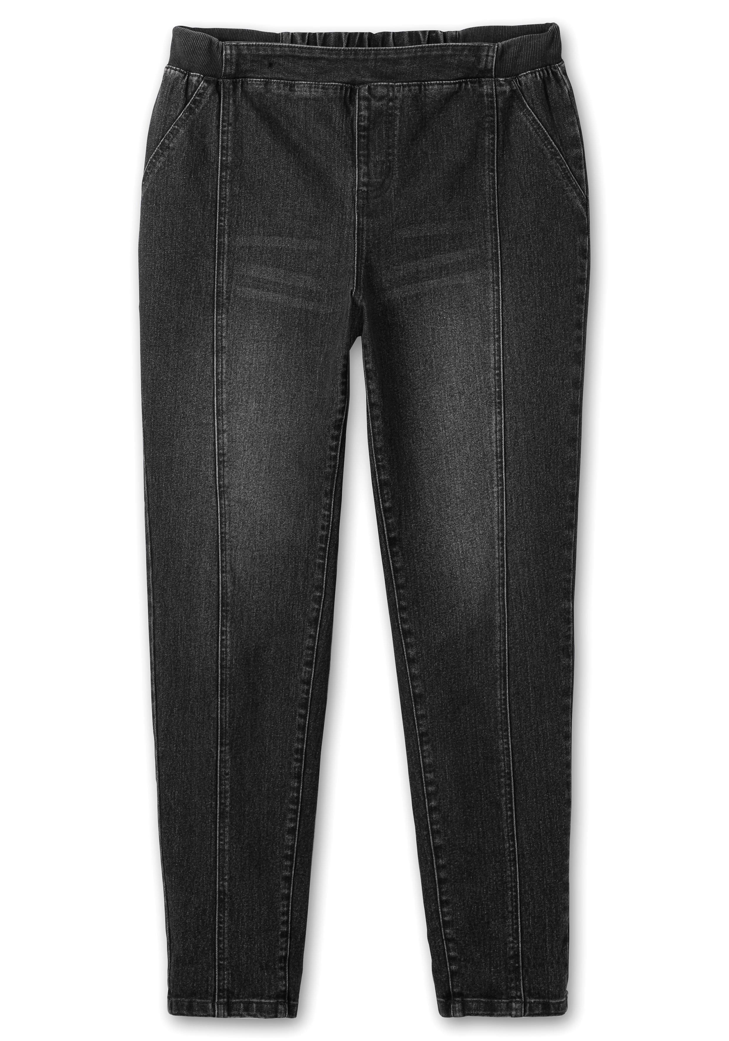 Schmale Jeans mit Gummibund und Teilungsnähten