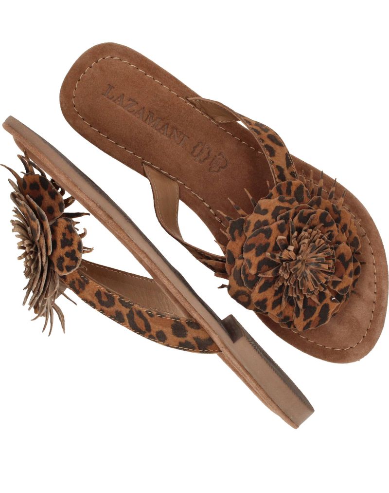Lazamani Nomi Flower Slippers Bruin Dames