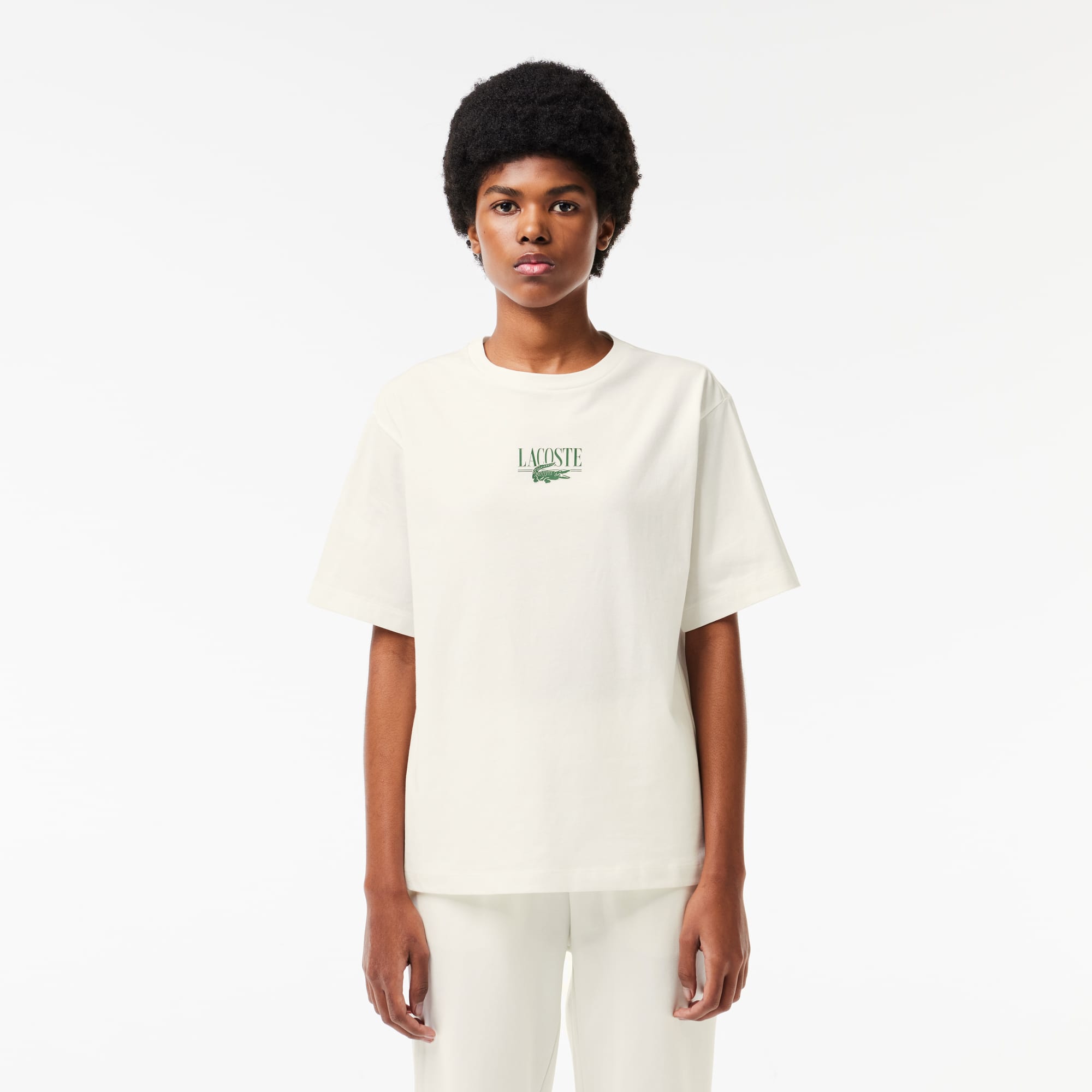 T-shirt en jersey de coton imprimé Lacoste T-Shirts - Blanc - Lacoste - Femme