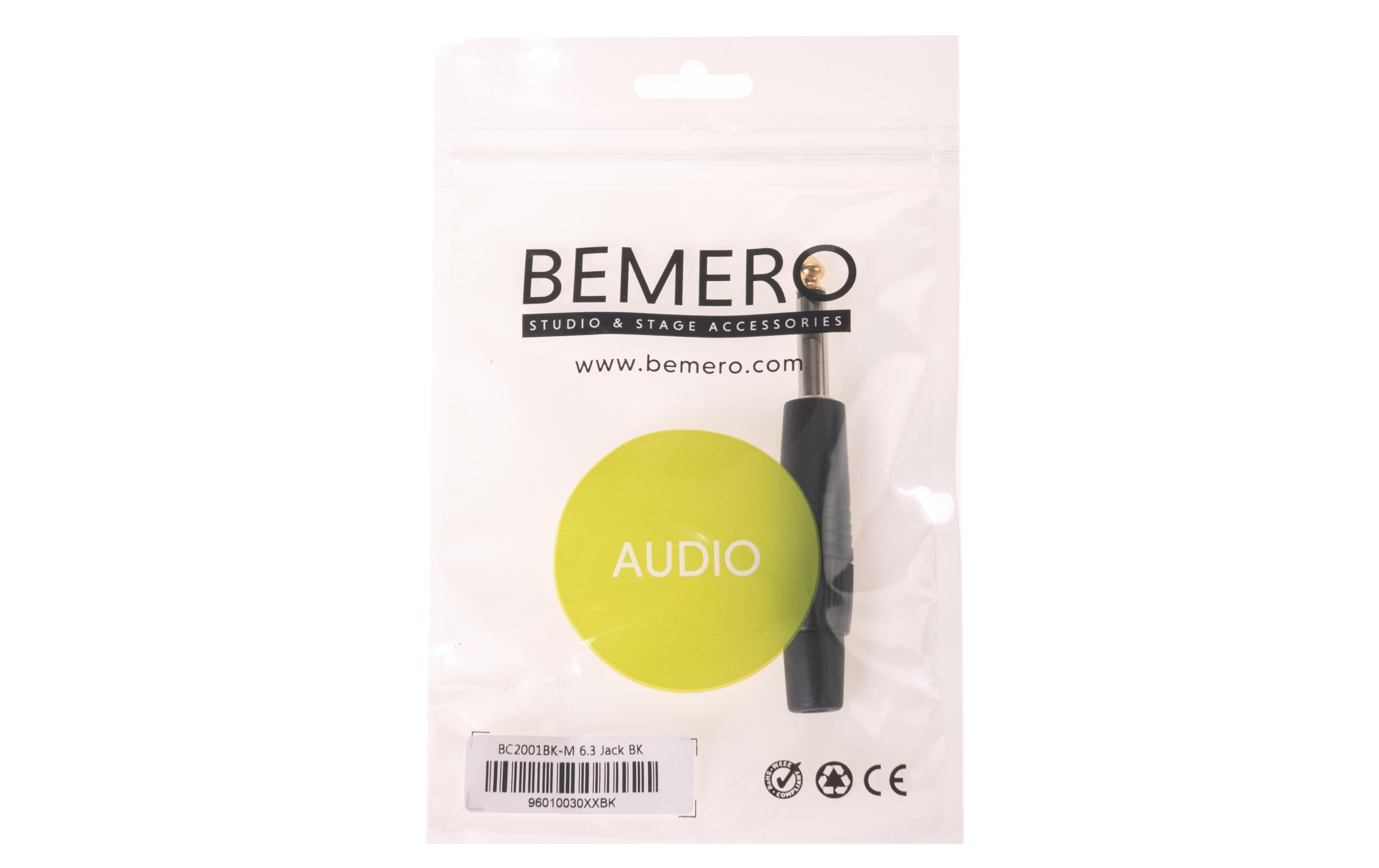 Stecker BC2001BK-M 6.3 mm Mono Klinkenstecker schwarzHochwertiger und robuster Bemero XLR-Stecker