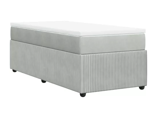 Sommier à lattes de lit et matelas Gris clair 90x190 cm Velours