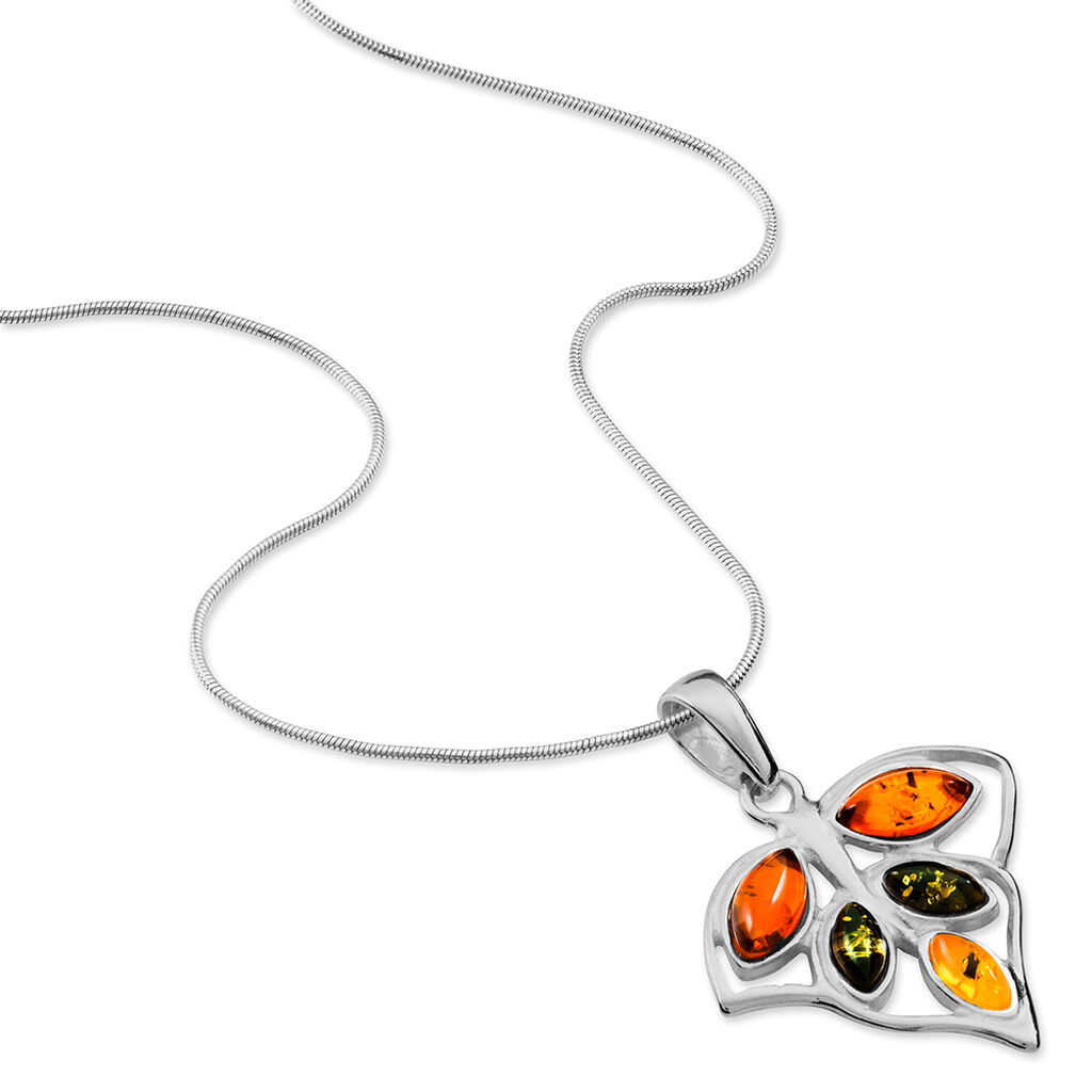 Collier Argent Blanc Anne-therese Ambre