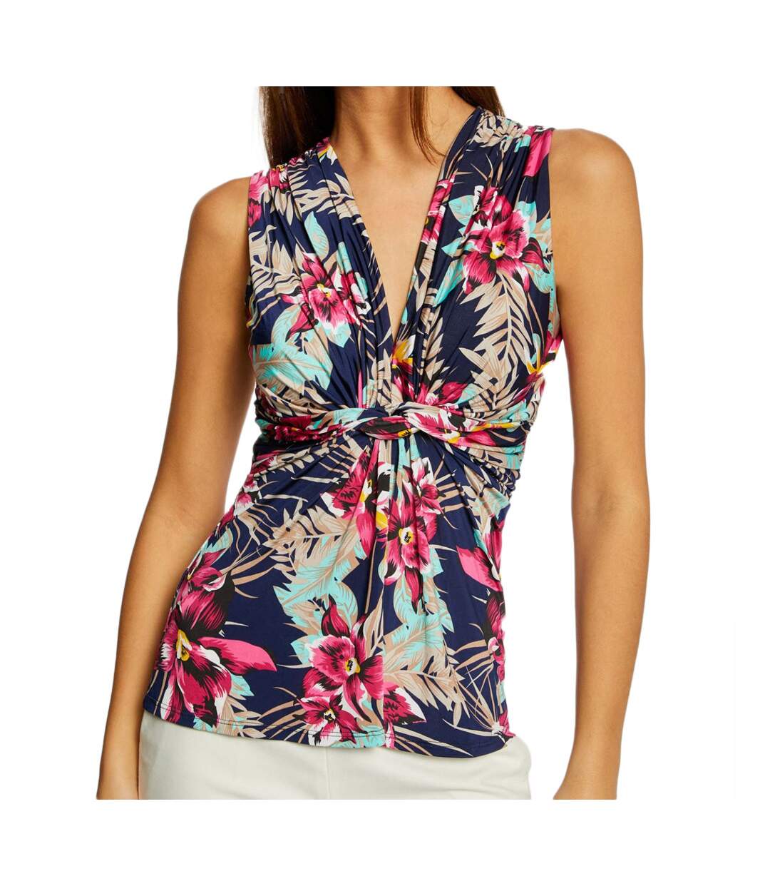 Top Marine à fleurs Femme Morgan Dhibis