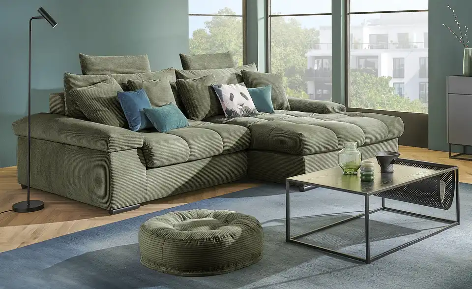 Ecksofa Hella rechts Grün