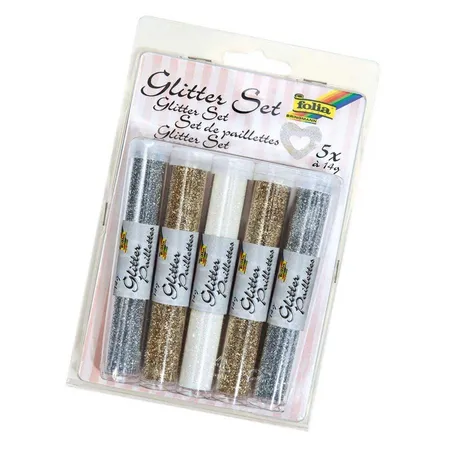 Folia Glitterpulver Set 5 Röhrchen