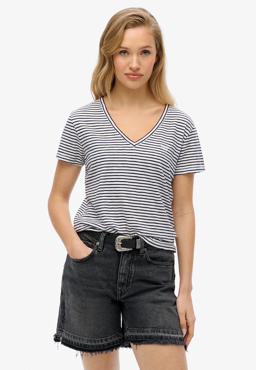 SUPERDRY<br>Camiseta lisa com decote em V