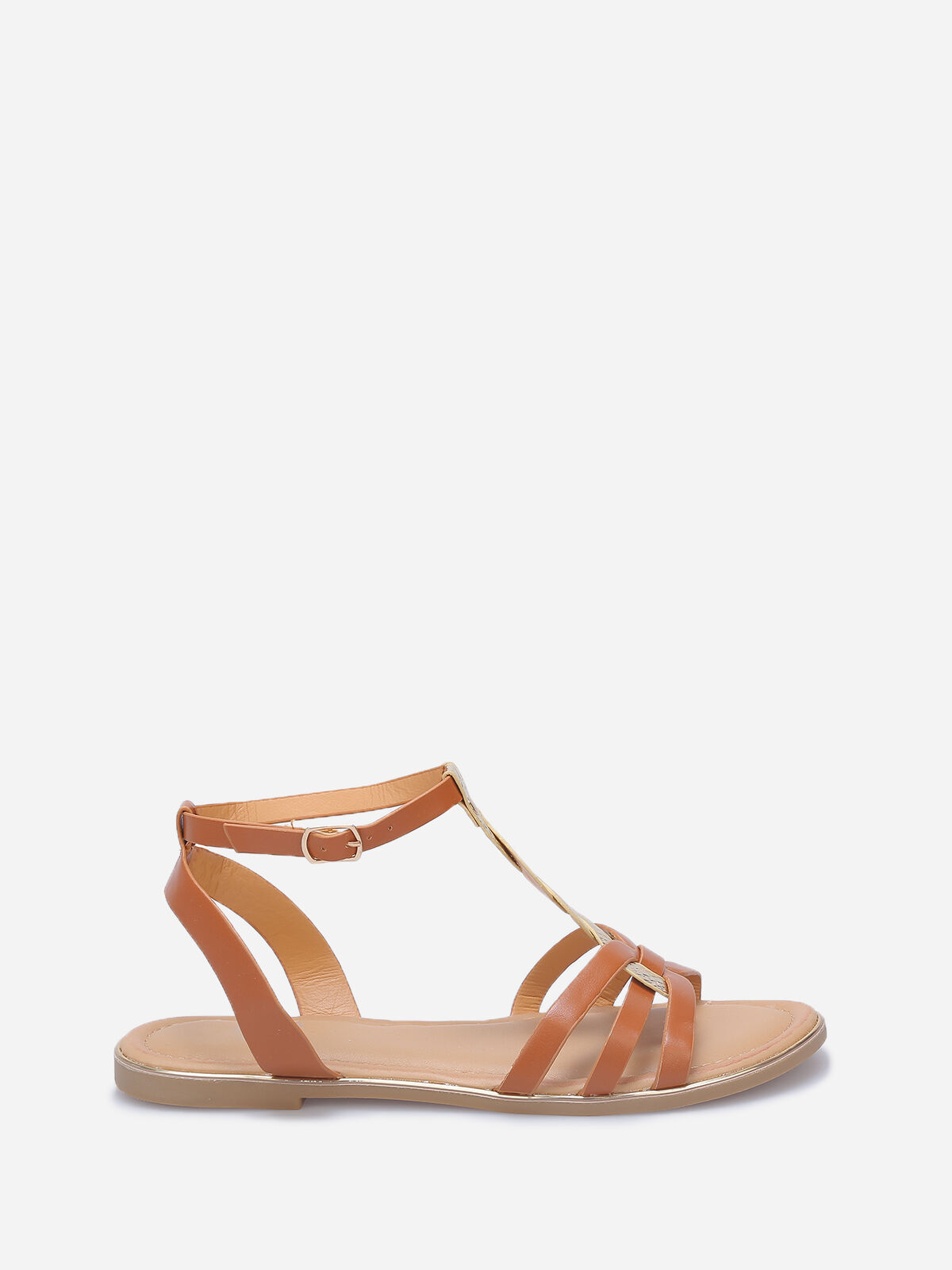 Nu-pieds à brides tressées style écailles- Camel