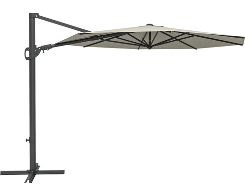 Soluna Orléans zweefparasol, Ø 300 cm, rond, ecru, inclusief kruisvoet.