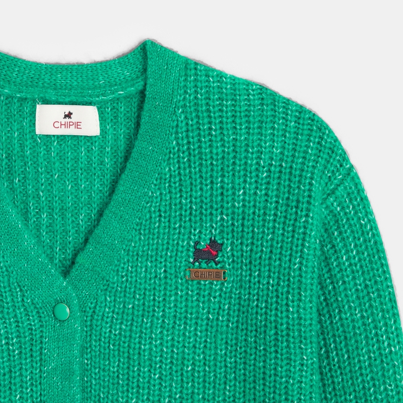 Cardigan vert en maille fille Chipie