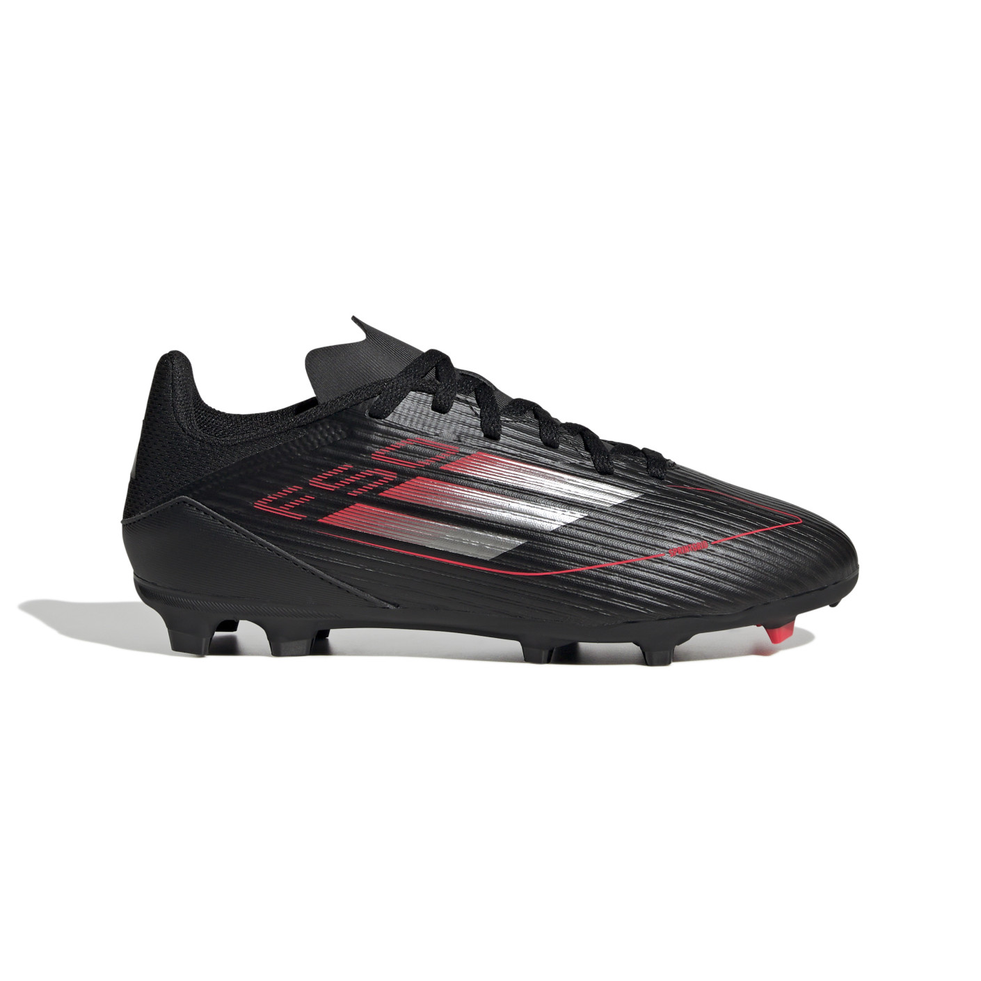 Adidas F50 League Gras / Kunstgras Voetbalschoenen (MG) Kids Zwart Rood Zilver