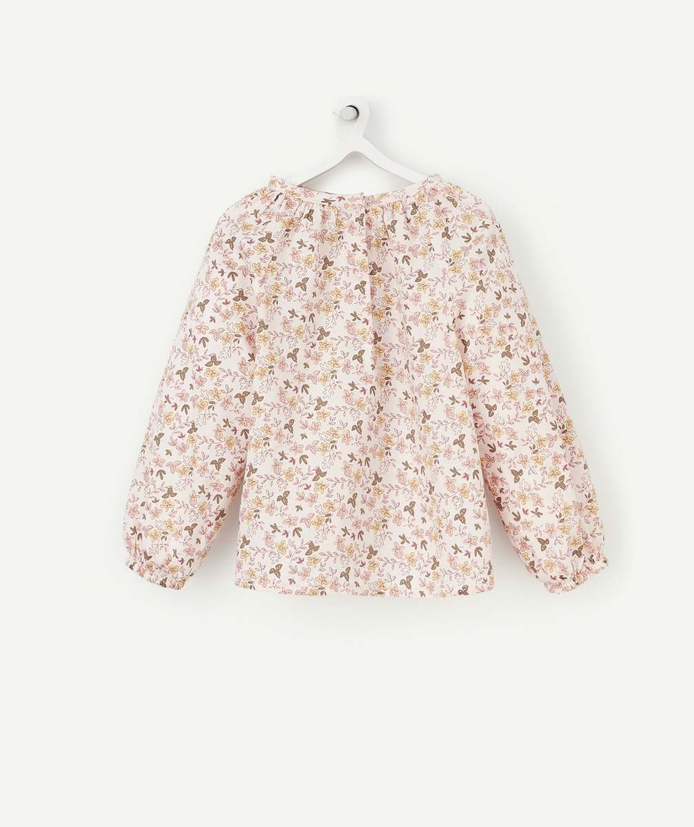 BLOUSE BÉBÉ FILLE ROSE EN COTON AVEC IMPRIMÉ FLEURI