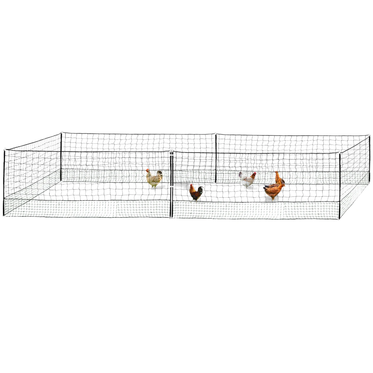 Kit clôture filet à poules 12 M avec porte 6 piquets double pointe