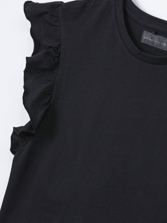 Camiseta com babados - Preta