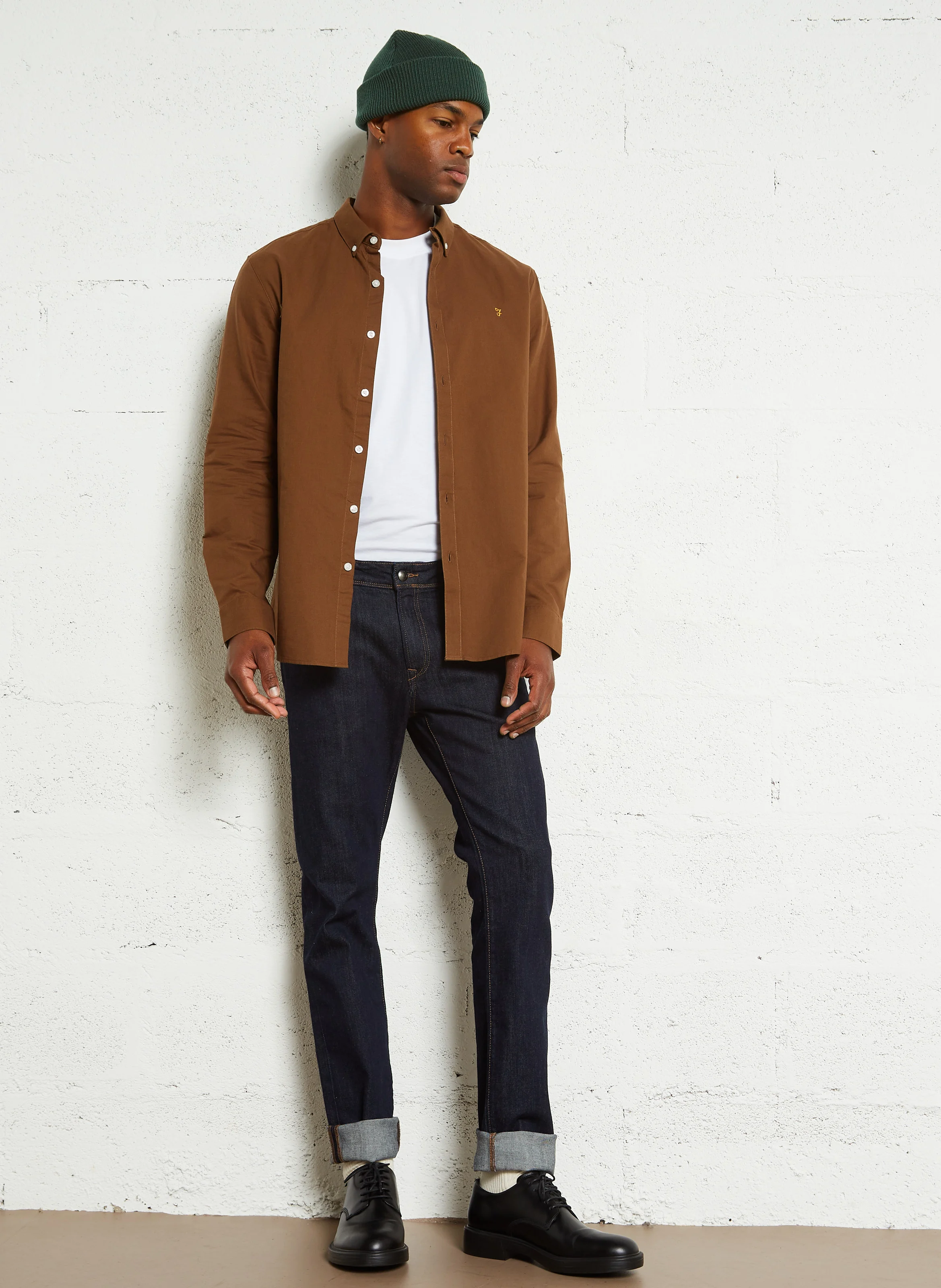 Chemise slim-fit en coton biologique | Marron