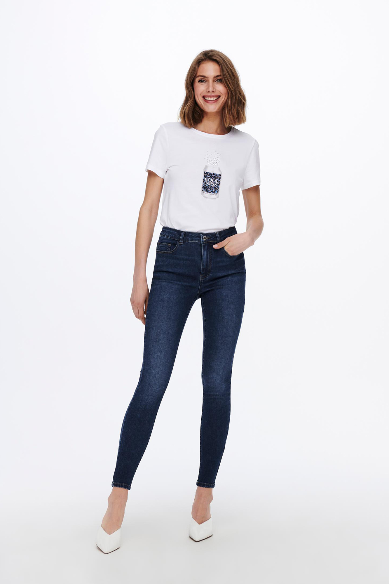 Calça jeans skinny de cintura alta
