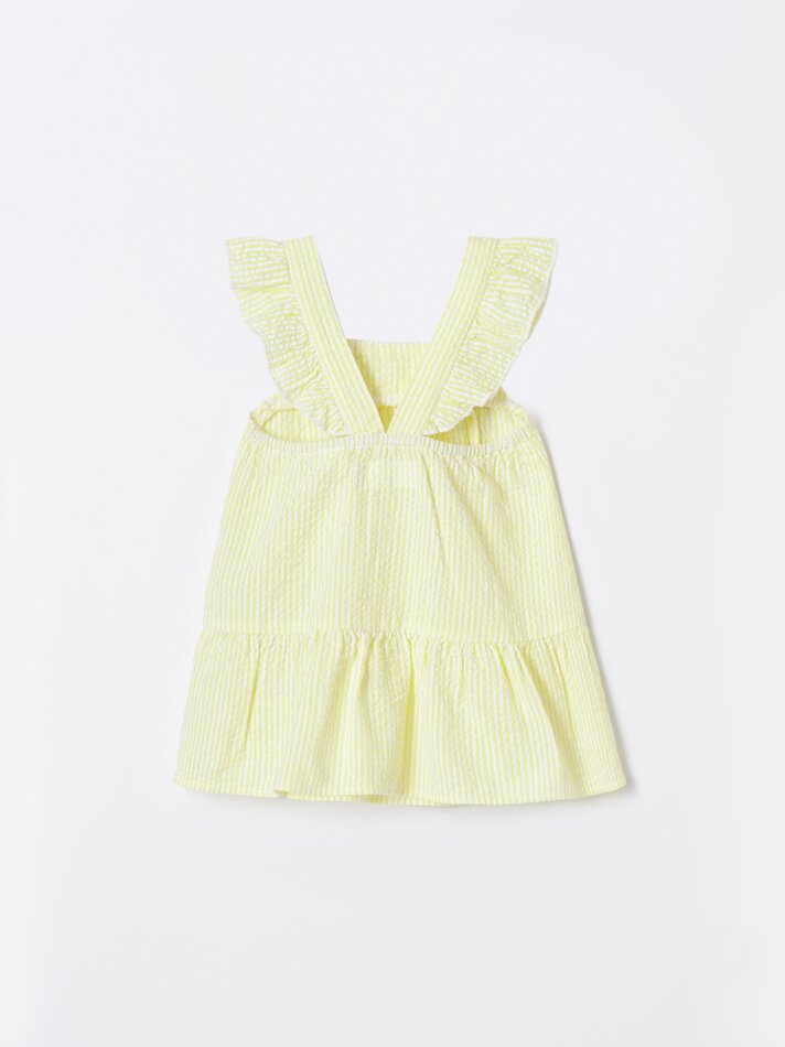 Vestido de verão com babados - Amarelo claro