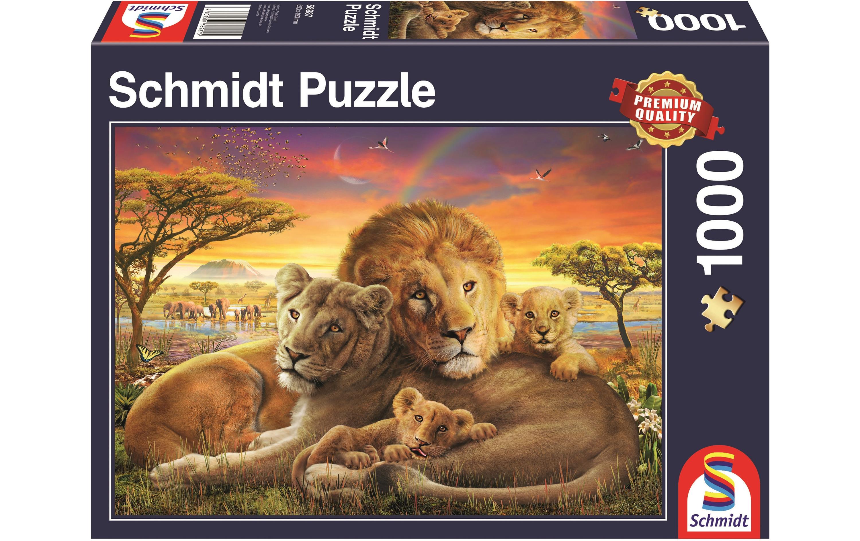 Puzzle Kuschelnde Löwenfamilie1000 Teile – Erwachsenenpuzzle