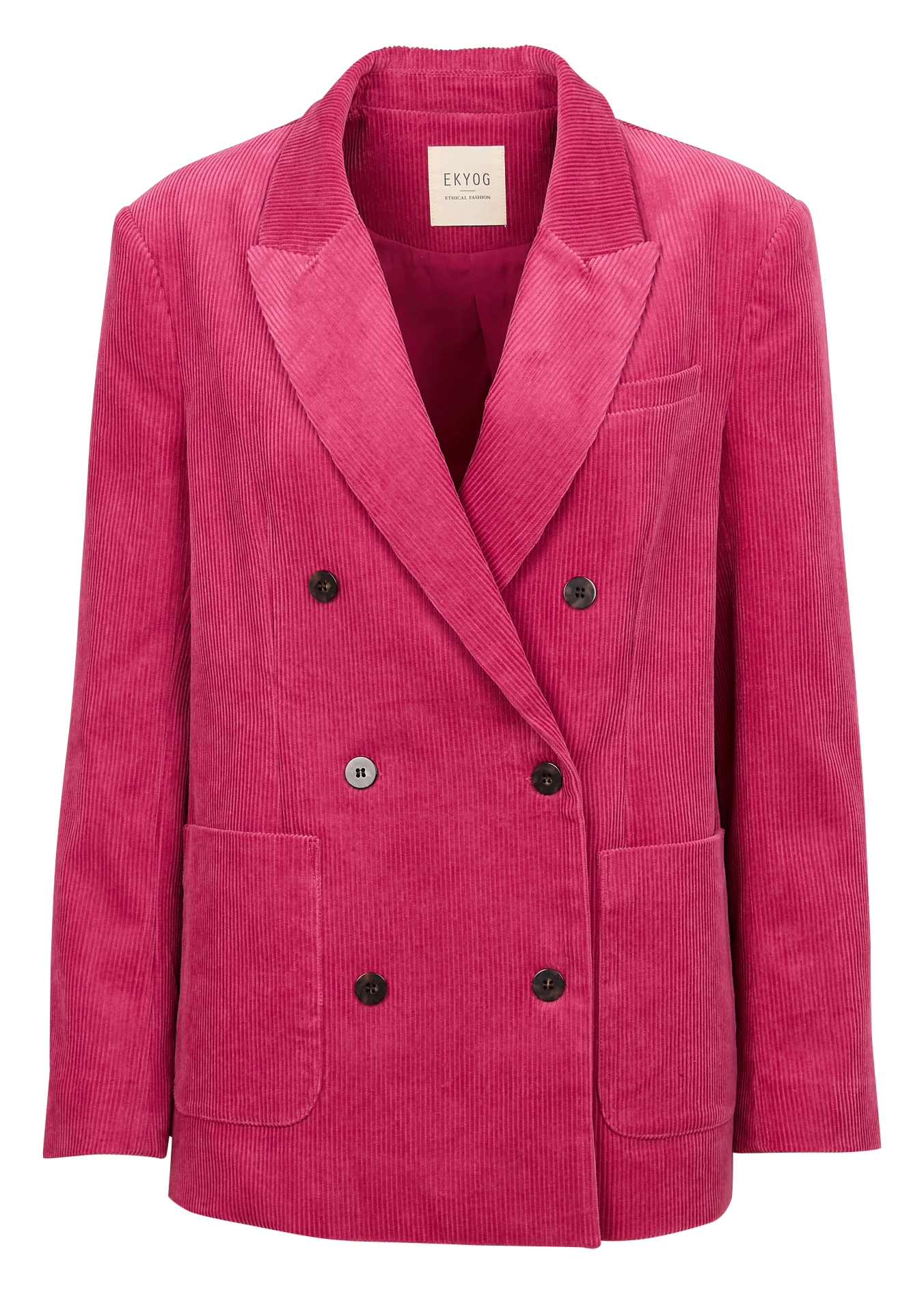 RANDO - Veste droite col tailleur en velours de coton côtelé | Beige