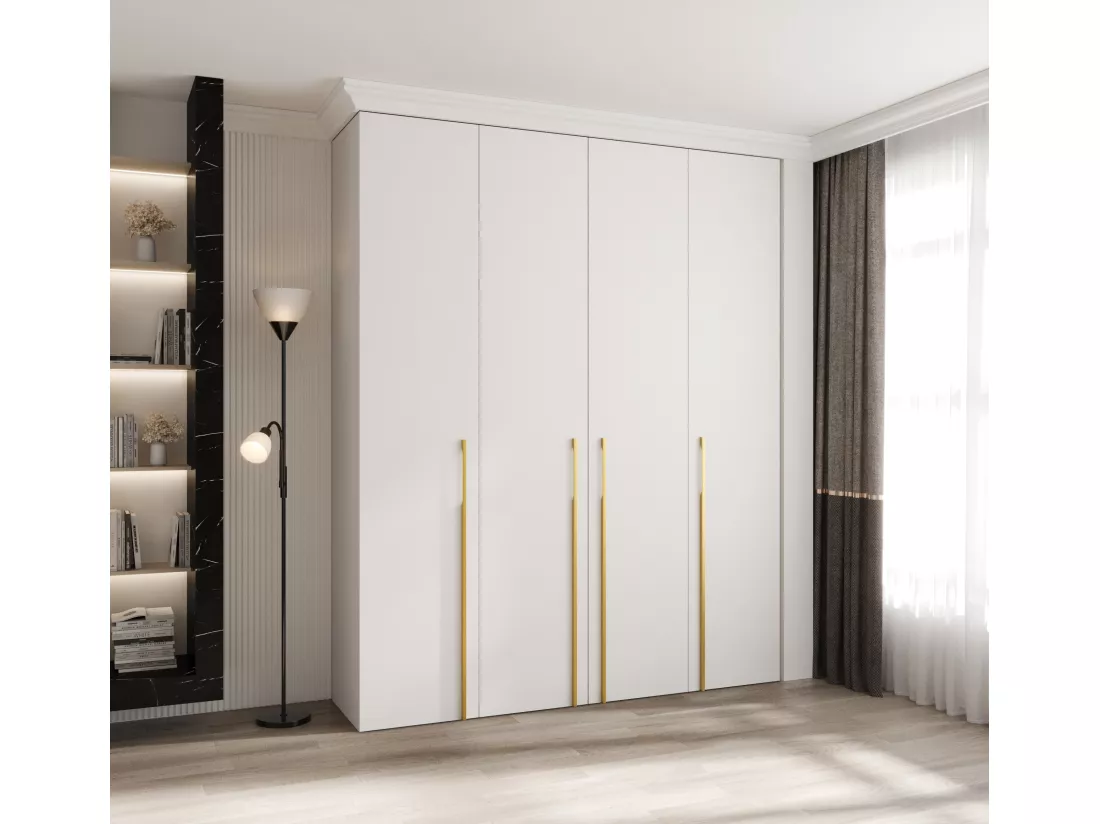 Armoire à portes battantes Como 3 245,5/200/50 4 portes (blanc/or)