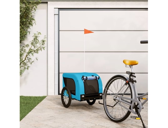 VIDAXL - Remorque de vélo pour chien bleu et noir tissu oxford et fer
