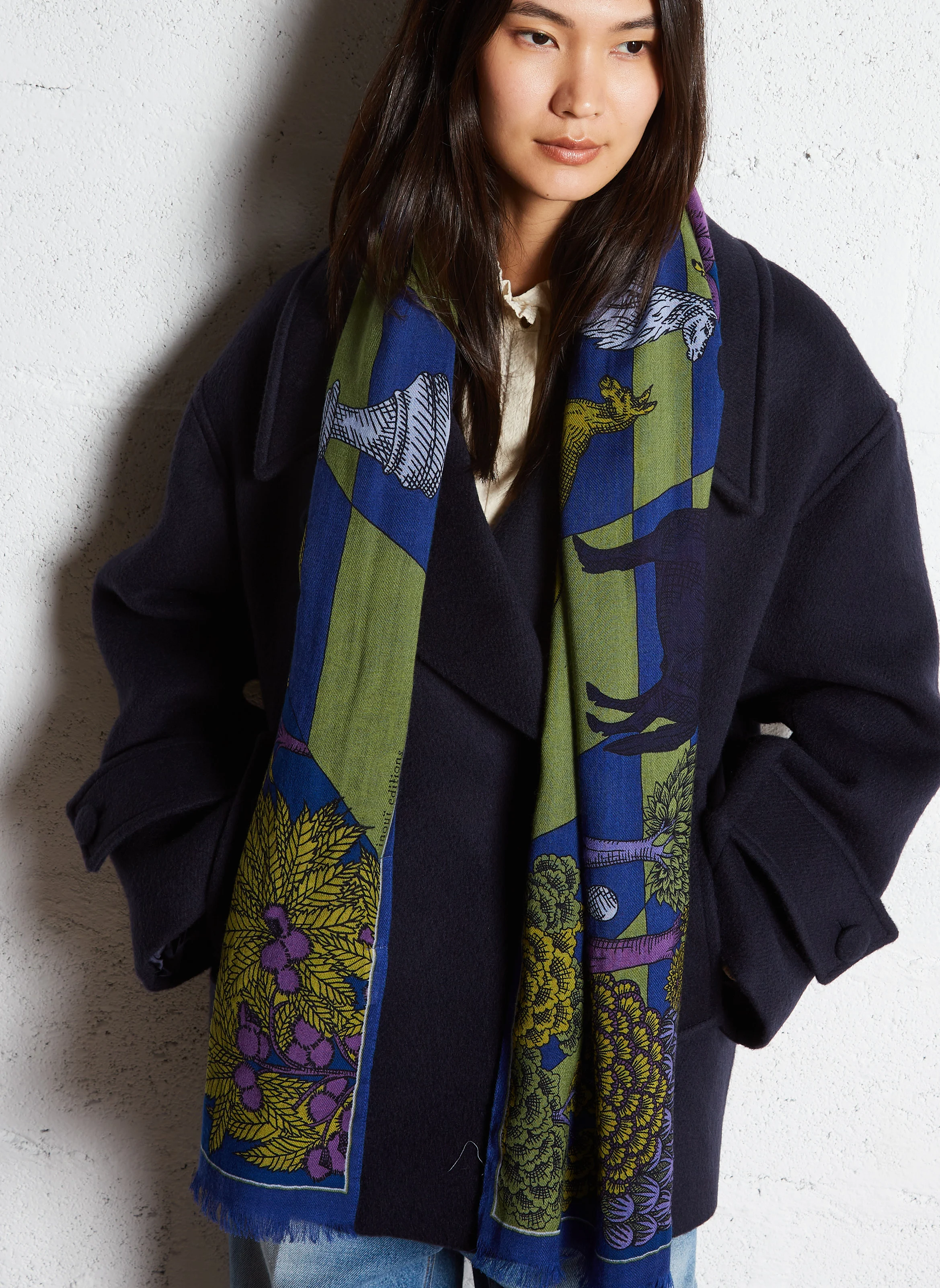 MAGNUS - Foulard en laine imprimé | Vert