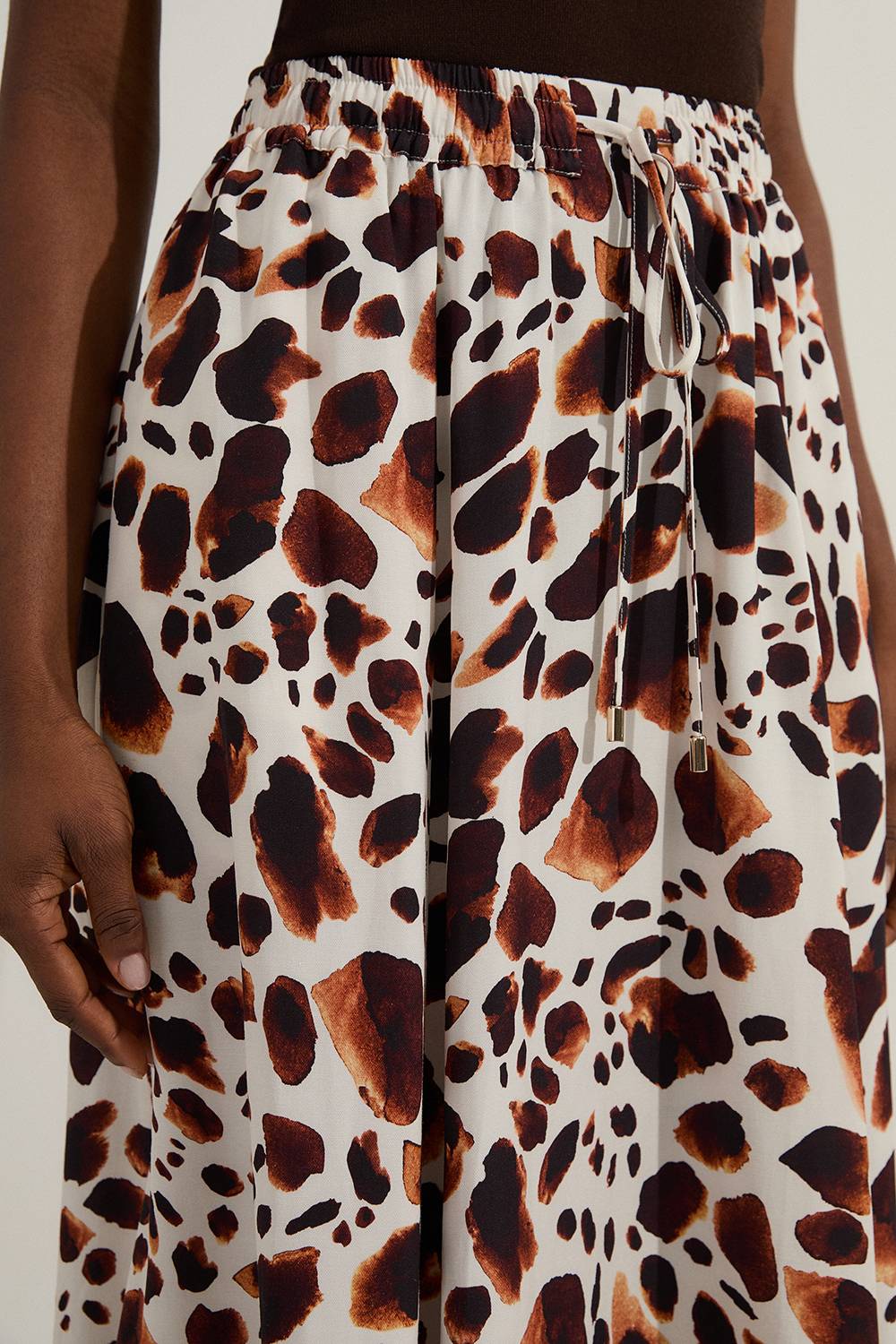 KarenMillen Jupe tissée en viscose et lin haut de gamme à taille nouée