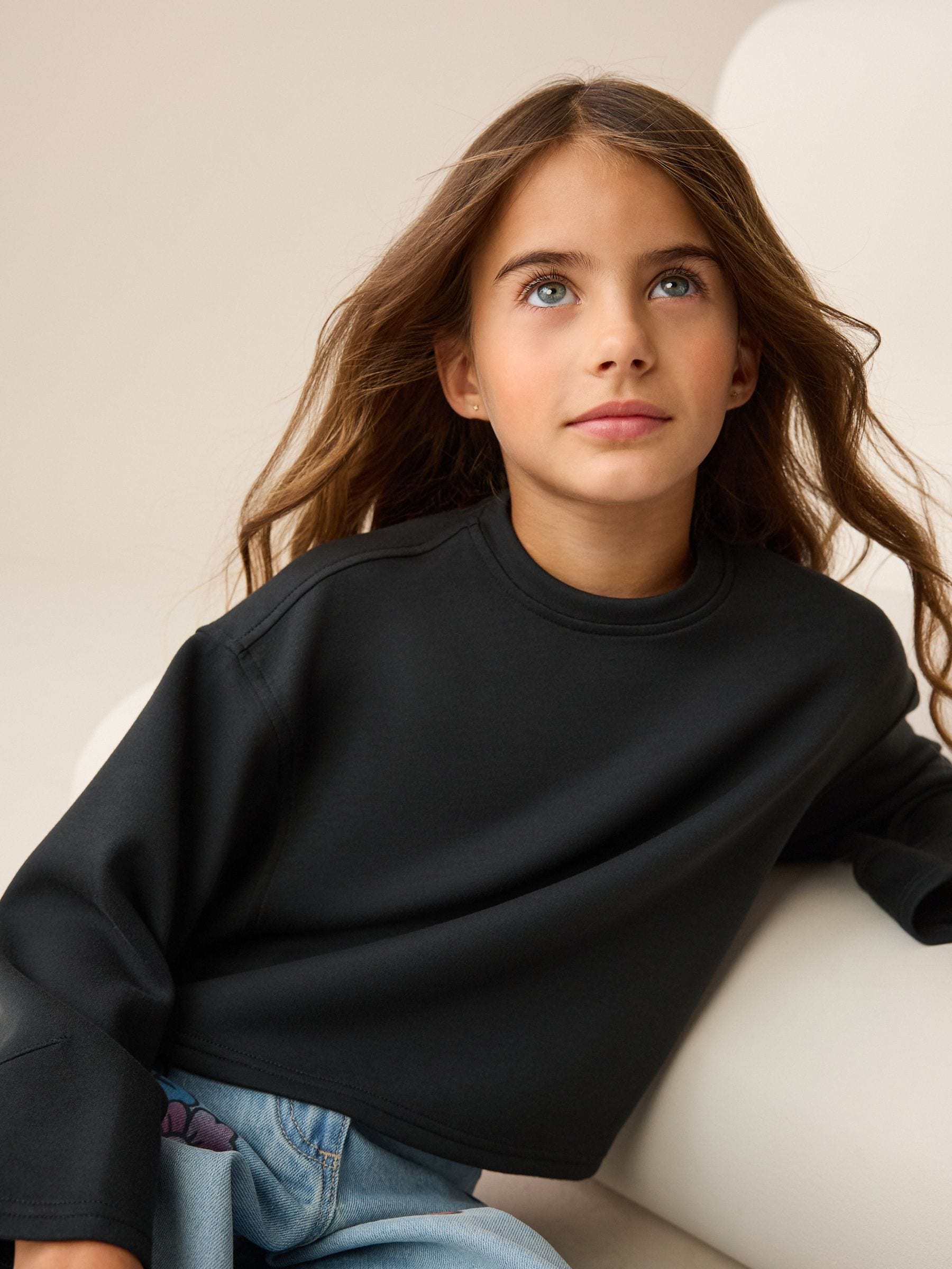 Zwart - Supersoft Long Sleeve Top (3-16yrs)